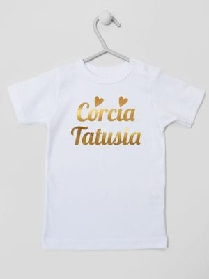 córcia tatusia nadruk złoty koszulka z krótkim rękawem kolor biały 041