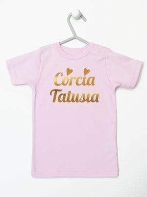 córcia tatusia nadruk złoty koszulka z krótkim rękawem kolor różowy 041