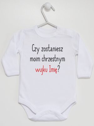 czy zostaniesz m0im chrzestnym z imieniem body z długim rękawem kolor biały 093