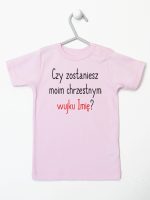 czy zostaniesz m0im chrzestnym z imieniem koszulka z krótkim rękawem kolor różowy 093