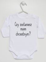 czy zostaniesz moim chrzestnym body z długim rękawem kolor biały 134