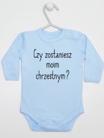czy zostaniesz moim chrzestnym body z długim rękawem kolor błękitny 134