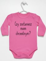 czy zostaniesz moim chrzestnym body z długim rękawem kolor ciemny różowy 134