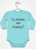 czy zostaniesz moim chrzestnym body z długim rękawem kolor miętowy 134