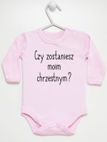 czy zostaniesz moim chrzestnym body z długim rękawem kolor różowy 134