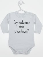 czy zostaniesz moim chrzestnym body z długim rękawem kolor szary 134