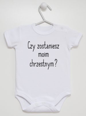 czy zostaniesz moim chrzestnym body z krótkim rękawem kolor biały 134