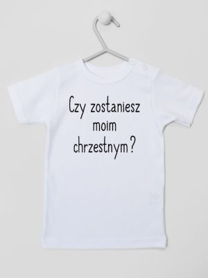czy zostaniesz moim chrzestnym koszulka z krótkim rękawem kolor biały 134