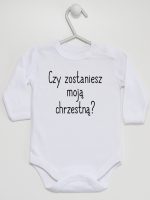 czy zostaniesz moją chrzestną body z długim rękawem kolor biały 133