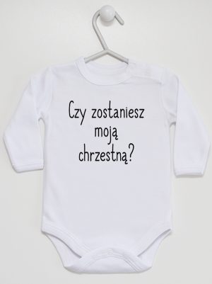 czy zostaniesz moją chrzestną body z długim rękawem kolor biały 133