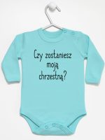 czy zostaniesz moją chrzestną body z długim rękawem kolor miętowy 133