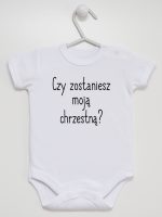czy zostaniesz moją chrzestną body z krótkim rękawem kolor biały 133