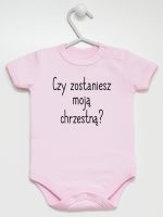 czy zostaniesz moją chrzestną body z krótkim rękawem kolor różowy 133