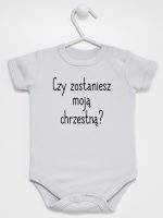 czy zostaniesz moją chrzestną body z krótkim rękawem kolor szary 133