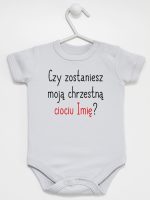 czy zostaniesz moją chrzestną ciociu z imieniem body z krótkim rękawem kolor szary 092