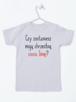 czy zostaniesz moją chrzestną ciociu z imieniem koszulka z krótkim rękawem kolor szary 092
