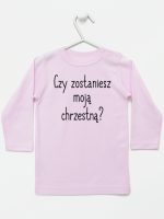 czy zostaniesz moją chrzestną koszulka z długim rękawem kolor różowy 133
