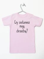 czy zostaniesz moją chrzestną koszulka z krótkim rękawem kolor różowy 133