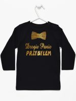 drogie panie przybyłem nadruk złoty koszulka z długim rękawem kolor czarny 195