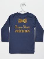 drogie panie przybyłem nadruk złoty koszulka z długim rękawem kolor granatowy 195