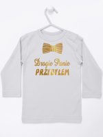 drogie panie przybyłem nadruk złoty koszulka z długim rękawem kolor szary 195