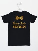 drogie panie przybyłem nadruk złoty koszulka z krótkim rękawem kolor czarny 195