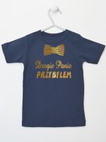 drogie panie przybyłem nadruk złoty koszulka z krótkim rękawem kolor granatowy 195