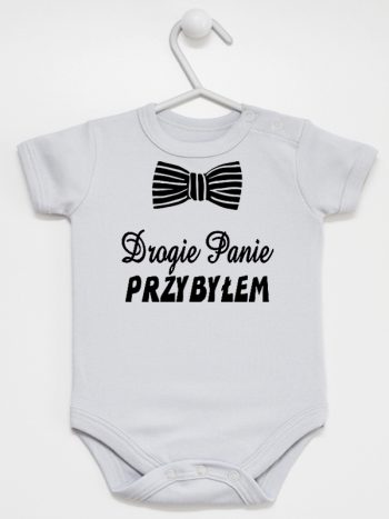 drogie panie przybyłem z muszką body z krótkim rękawem kolor szary 194