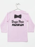 drogie panie przybyłem z muszką koszulka z długim rękawem kolor różowy 194