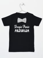 drogie panie przybyłem z muszką koszulka z krótkim rękawem kolor czarny 194