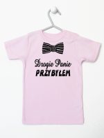 drogie panie przybyłem z muszką koszulka z krótkim rękawem kolor różowy 194