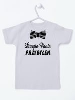 drogie panie przybyłem z muszką koszulka z krótkim rękawem kolor szary 194