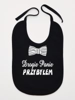 drogie panie przybyłem z muszką śliniak niemowlęcy kolor czarny 194