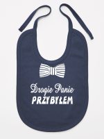 drogie panie przybyłem z muszką śliniak niemowlęcy kolor granatowy 194