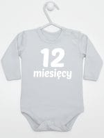 dwanaście miesięcy body z długim rękawem kolor szary 024