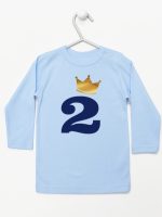 dwójka z koroną na drugie urodziny koszulka z długim rękawem kolor błękitny 214