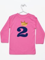 dwójka z koroną na drugie urodziny koszulka z długim rękawem kolor ciemny różowy 214