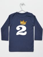 dwójka z koroną na drugie urodziny koszulka z długim rękawem kolor granatowy 214