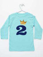 dwójka z koroną na drugie urodziny koszulka z długim rękawem kolor miętowy 214