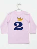 dwójka z koroną na drugie urodziny koszulka z długim rękawem kolor różowy 214