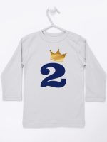 dwójka z koroną na drugie urodziny koszulka z długim rękawem kolor szary 214