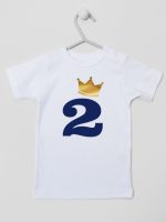 dwójka z koroną na drugie urodziny koszulka z krótkim rękawem kolor biały 214