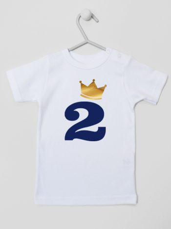 dwójka z koroną na drugie urodziny koszulka z krótkim rękawem kolor biały 214