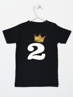 dwójka z koroną na drugie urodziny koszulka z krótkim rękawem kolor czarny 214