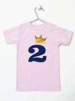 dwójka z koroną na drugie urodziny koszulka z krótkim rękawem kolor różowy 214