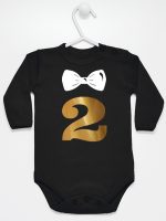 dwójka z muszką na drugie urodziny body z długim rękawem kolor czarny 220