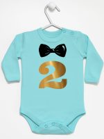 dwójka z muszką na drugie urodziny body z długim rękawem kolor miętowy 220