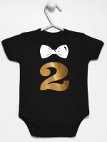 dwójka z muszką na drugie urodziny body z krótkim rękawem kolor czarny 220