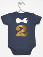dwójka z muszką na drugie urodziny body z krótkim rękawem kolor granatowy 220