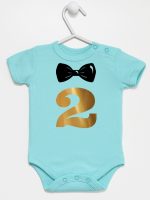 dwójka z muszką na drugie urodziny body z krótkim rękawem kolor miętowy 220